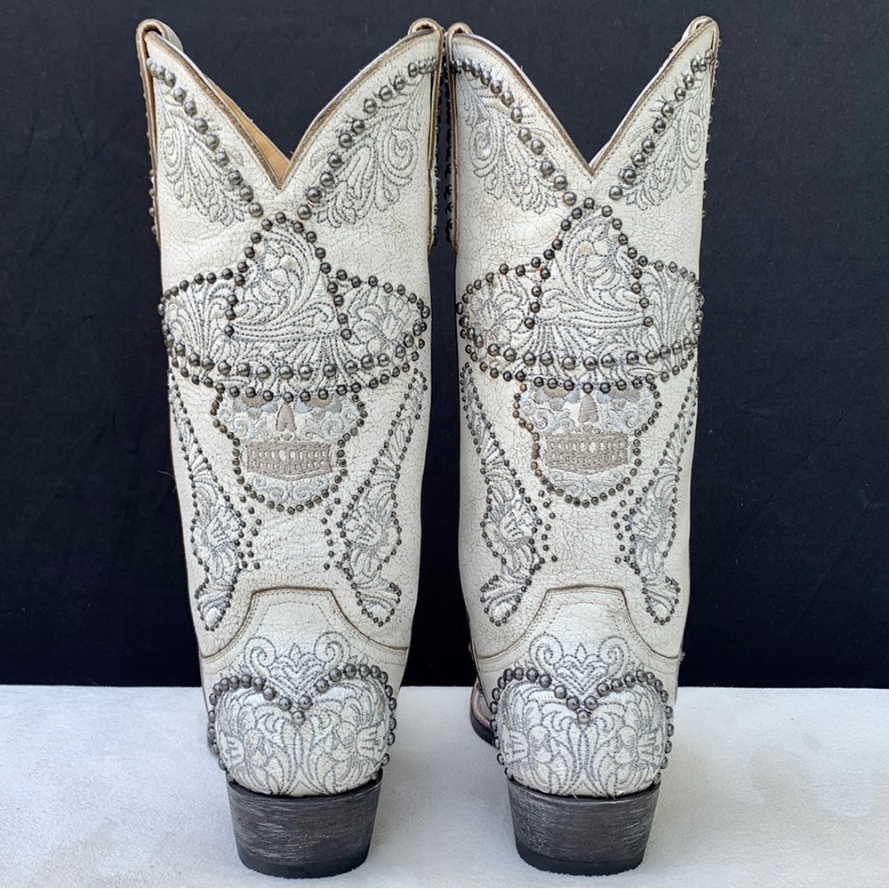 SOLD OLD GRINGO L&L Skull Studded Sombrero Pistol White Cowgirl Western Boots 8 - Picture 7 of 11